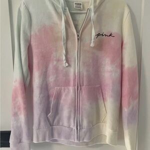 Victoria’s Secret PINK Freya Pastel Rainbow Tie-Dye Zip Hoodie